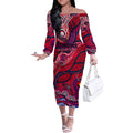 Custom NAIDOC Week 2024 Demons Off The Shoulder Long Sleeve Dress Aboriginal Animals Keep The Fire Burning