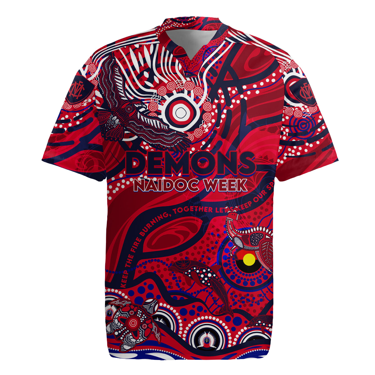 Custom NAIDOC Week 2024 Demons Rugby Jersey Aboriginal Animals Keep The Fire Burning