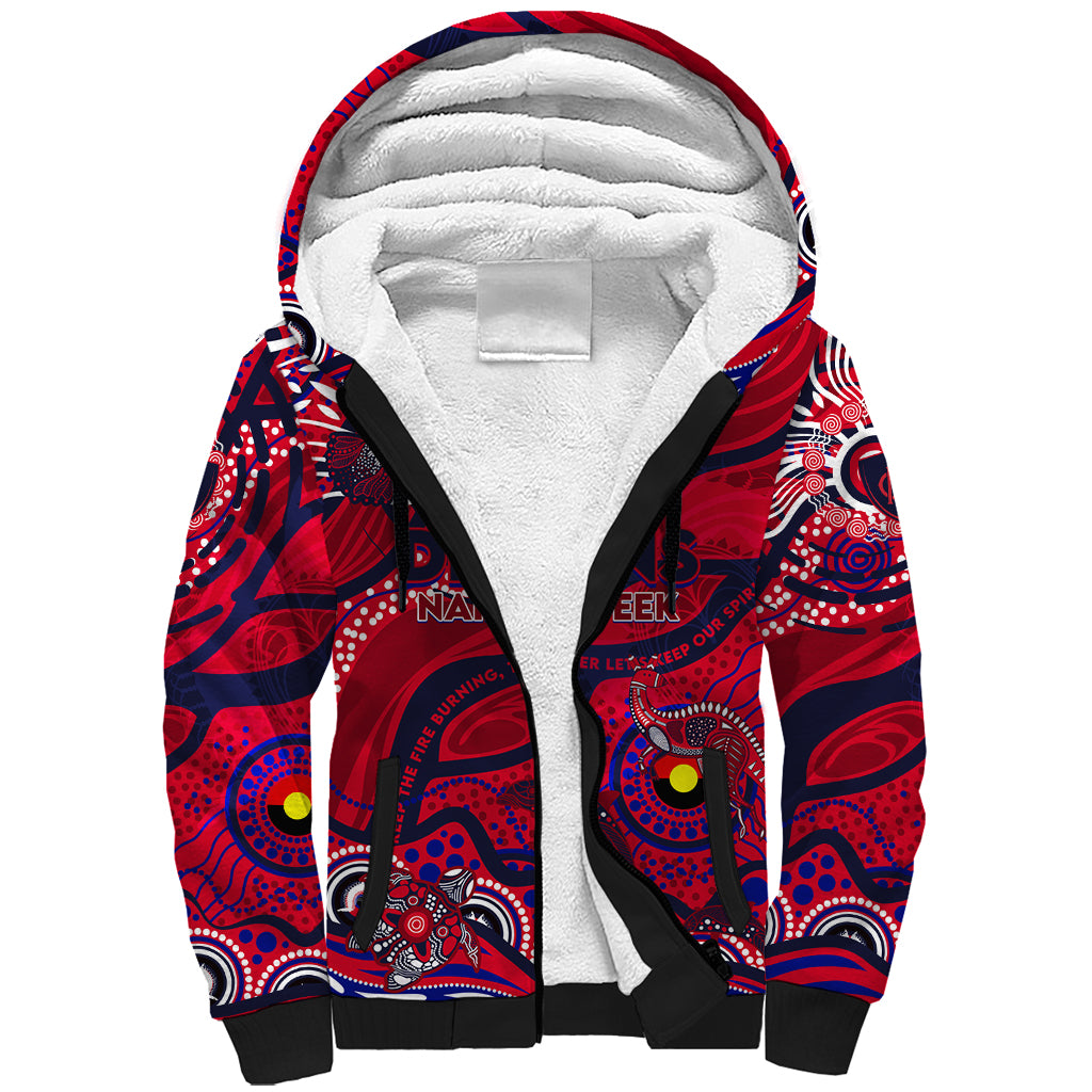 Custom NAIDOC Week 2024 Demons Sherpa Hoodie Aboriginal Animals Keep The Fire Burning