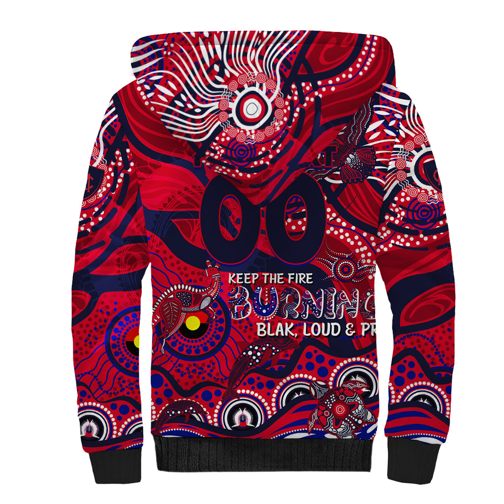 Custom NAIDOC Week 2024 Demons Sherpa Hoodie Aboriginal Animals Keep The Fire Burning