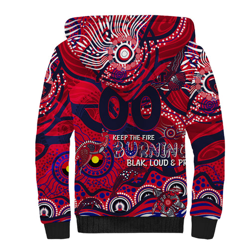 Custom NAIDOC Week 2024 Demons Sherpa Hoodie Aboriginal Animals Keep The Fire Burning