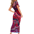 Custom NAIDOC Week 2024 Demons Short Sleeve Bodycon Dress Aboriginal Animals Keep The Fire Burning