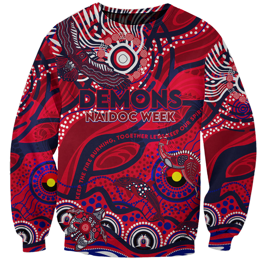 Custom NAIDOC Week 2024 Demons Sweatshirt Aboriginal Animals Keep The Fire Burning