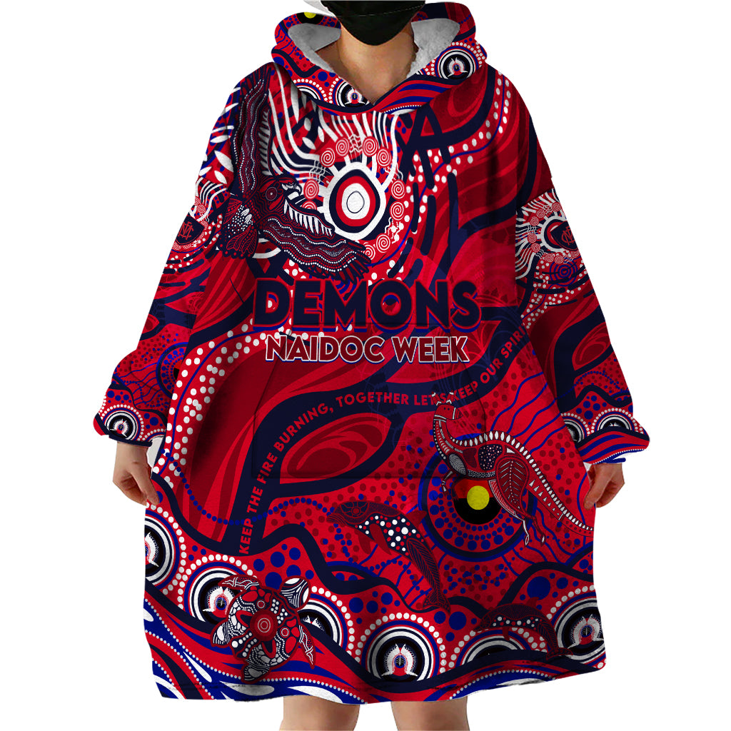 Custom NAIDOC Week 2024 Demons Wearable Blanket Hoodie Aboriginal Animals Keep The Fire Burning