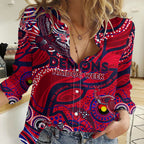 Custom NAIDOC Week 2024 Demons Women Casual Shirt Aboriginal Animals Keep The Fire Burning
