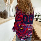 Custom NAIDOC Week 2024 Demons Women Casual Shirt Aboriginal Animals Keep The Fire Burning