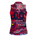Custom NAIDOC Week 2024 Demons Women Sleeveless Polo Shirt Aboriginal Animals Keep The Fire Burning