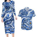 Custom NAIDOC Week 2024 Kangaroos Couples Matching Long Sleeve Bodycon Dress and Hawaiian Shirt Aboriginal Animals Keep The Fire Burning