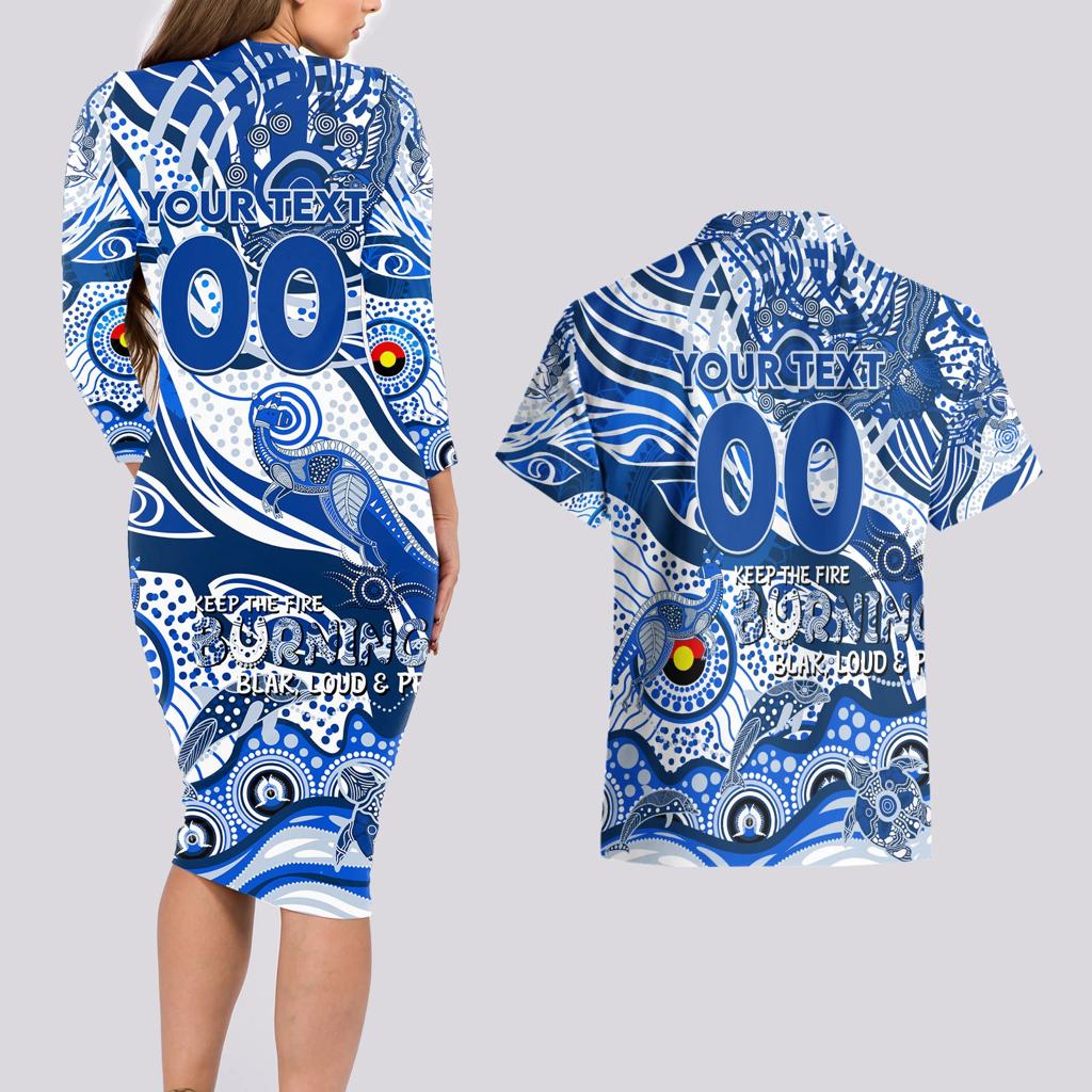 Custom NAIDOC Week 2024 Kangaroos Couples Matching Long Sleeve Bodycon Dress and Hawaiian Shirt Aboriginal Animals Keep The Fire Burning