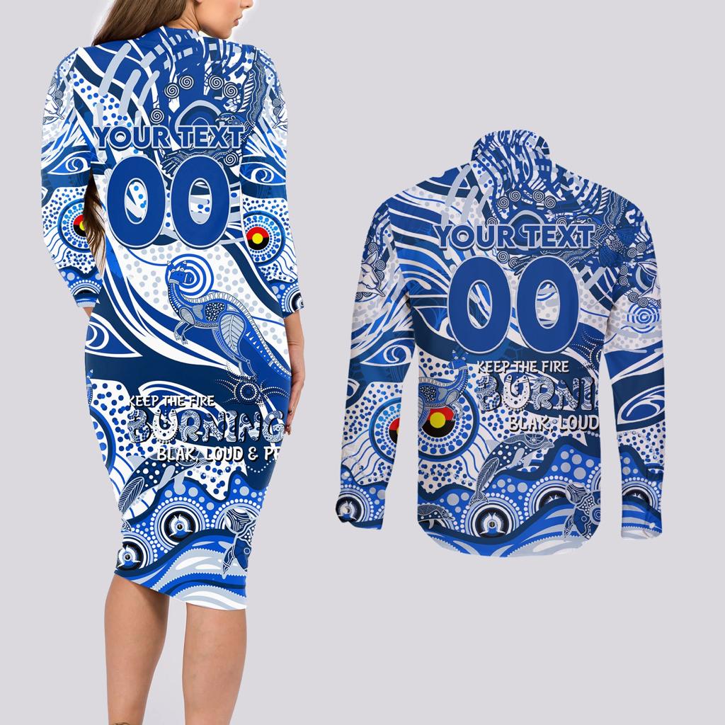 Custom NAIDOC Week 2024 Kangaroos Couples Matching Long Sleeve Bodycon Dress and Long Sleeve Button Shirt Aboriginal Animals Keep The Fire Burning