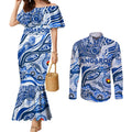 Custom NAIDOC Week 2024 Kangaroos Couples Matching Mermaid Dress and Long Sleeve Button Shirt Aboriginal Animals Keep The Fire Burning