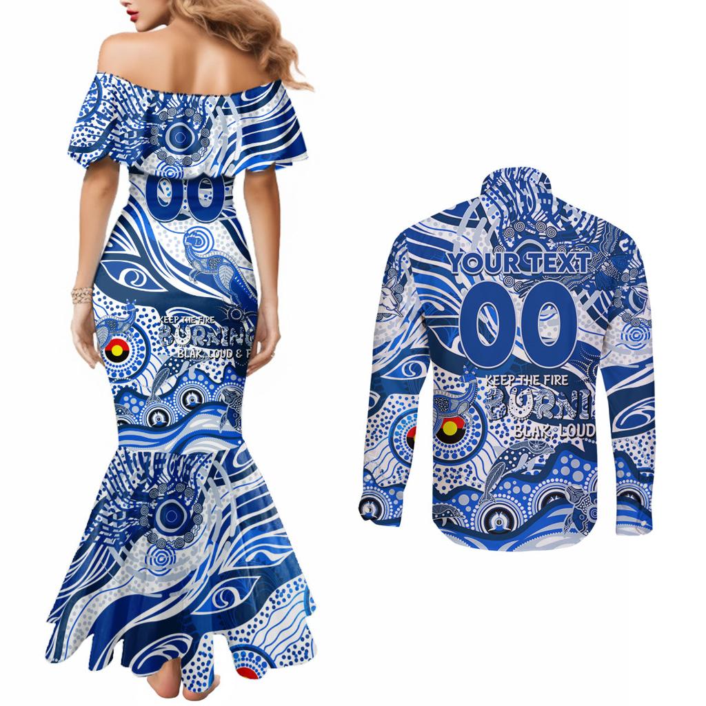 Custom NAIDOC Week 2024 Kangaroos Couples Matching Mermaid Dress and Long Sleeve Button Shirt Aboriginal Animals Keep The Fire Burning