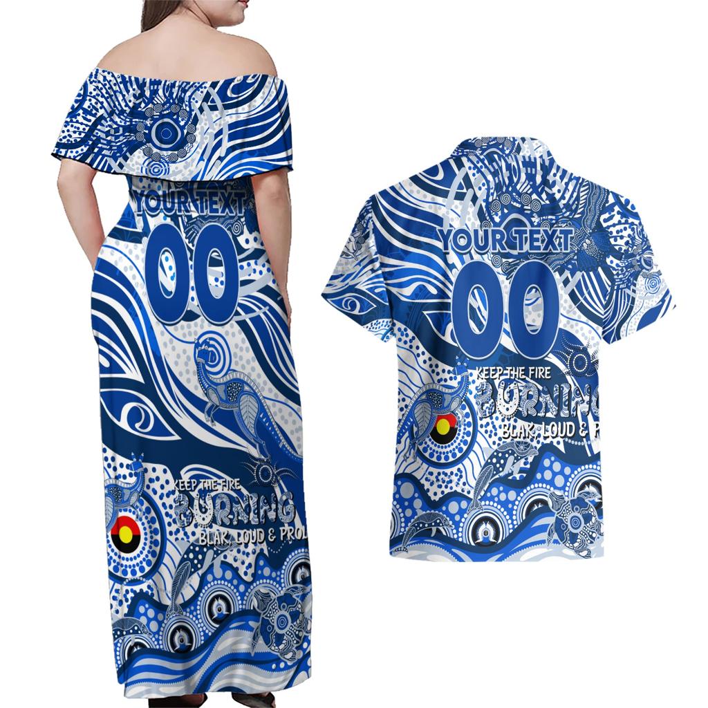 Custom NAIDOC Week 2024 Kangaroos Couples Matching Off Shoulder Maxi Dress and Hawaiian Shirt Aboriginal Animals Keep The Fire Burning