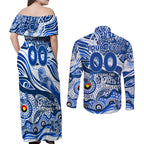 Custom NAIDOC Week 2024 Kangaroos Couples Matching Off Shoulder Maxi Dress and Long Sleeve Button Shirt Aboriginal Animals Keep The Fire Burning