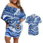 Custom NAIDOC Week 2024 Kangaroos Couples Matching Off Shoulder Short Dress and Hawaiian Shirt Aboriginal Animals Keep The Fire Burning
