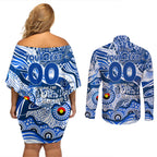 Custom NAIDOC Week 2024 Kangaroos Couples Matching Off Shoulder Short Dress and Long Sleeve Button Shirt Aboriginal Animals Keep The Fire Burning