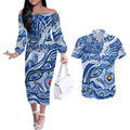 Custom NAIDOC Week 2024 Kangaroos Couples Matching Off The Shoulder Long Sleeve Dress and Hawaiian Shirt Aboriginal Animals Keep The Fire Burning