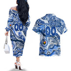 Custom NAIDOC Week 2024 Kangaroos Couples Matching Off The Shoulder Long Sleeve Dress and Hawaiian Shirt Aboriginal Animals Keep The Fire Burning