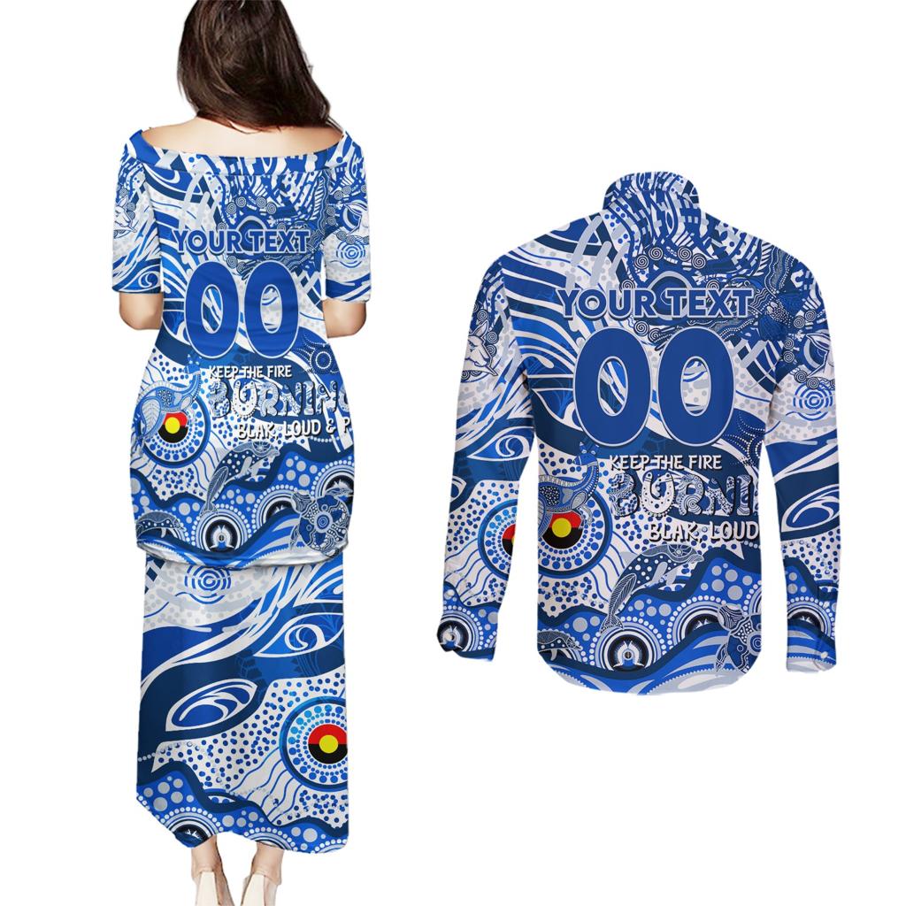 Custom NAIDOC Week 2024 Kangaroos Couples Matching Puletasi and Long Sleeve Button Shirt Aboriginal Animals Keep The Fire Burning