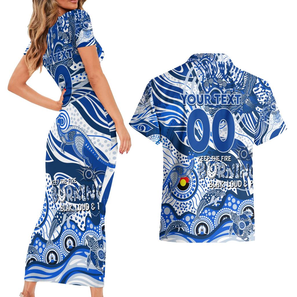 Custom NAIDOC Week 2024 Kangaroos Couples Matching Short Sleeve Bodycon Dress and Hawaiian Shirt Aboriginal Animals Keep The Fire Burning