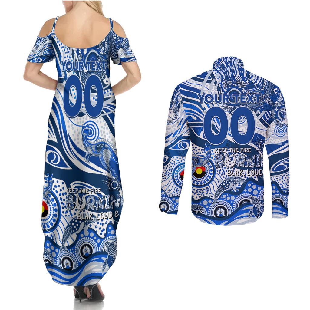 Custom NAIDOC Week 2024 Kangaroos Couples Matching Summer Maxi Dress and Long Sleeve Button Shirt Aboriginal Animals Keep The Fire Burning