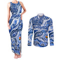 Custom NAIDOC Week 2024 Kangaroos Couples Matching Tank Maxi Dress and Long Sleeve Button Shirt Aboriginal Animals Keep The Fire Burning