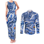 Custom NAIDOC Week 2024 Kangaroos Couples Matching Tank Maxi Dress and Long Sleeve Button Shirt Aboriginal Animals Keep The Fire Burning