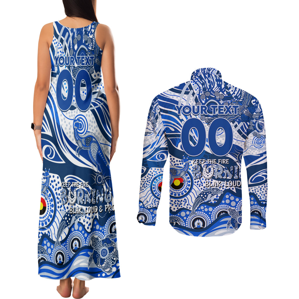 Custom NAIDOC Week 2024 Kangaroos Couples Matching Tank Maxi Dress and Long Sleeve Button Shirt Aboriginal Animals Keep The Fire Burning