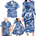 Custom NAIDOC Week 2024 Kangaroos Family Matching Long Sleeve Bodycon Dress and Hawaiian Shirt Aboriginal Animals Keep The Fire Burning