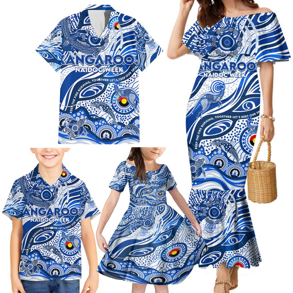 Custom NAIDOC Week 2024 Kangaroos Family Matching Mermaid Dress and Hawaiian Shirt Aboriginal Animals Keep The Fire Burning