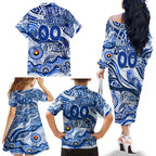 Custom NAIDOC Week 2024 Kangaroos Family Matching Off The Shoulder Long Sleeve Dress and Hawaiian Shirt Aboriginal Animals Keep The Fire Burning