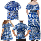 Custom NAIDOC Week 2024 Kangaroos Family Matching Off Shoulder Maxi Dress and Hawaiian Shirt Aboriginal Animals Keep The Fire Burning