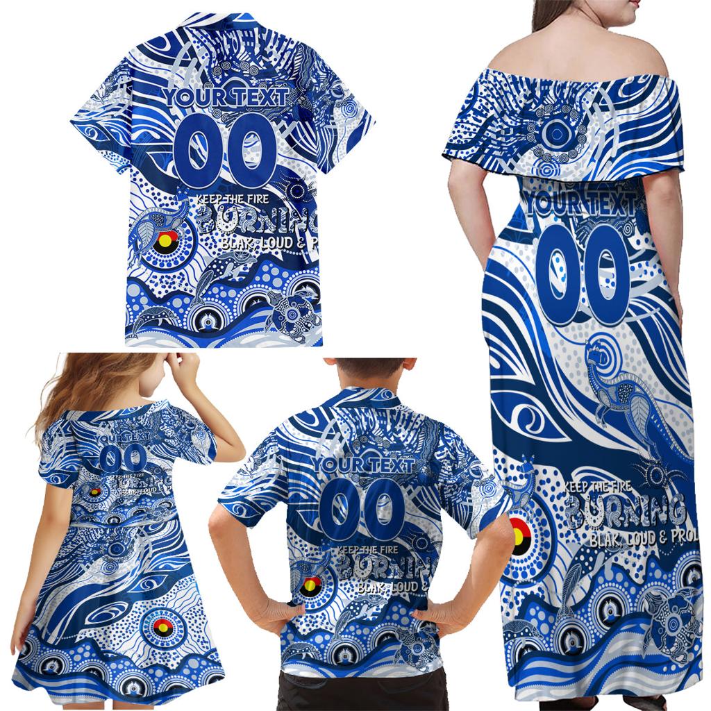Custom NAIDOC Week 2024 Kangaroos Family Matching Off Shoulder Maxi Dress and Hawaiian Shirt Aboriginal Animals Keep The Fire Burning