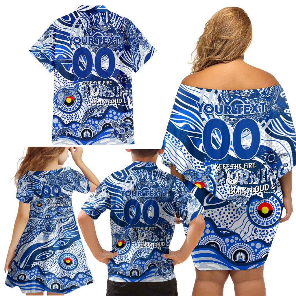Custom NAIDOC Week 2024 Kangaroos Family Matching Off Shoulder Short Dress and Hawaiian Shirt Aboriginal Animals Keep The Fire Burning