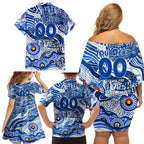Custom NAIDOC Week 2024 Kangaroos Family Matching Off Shoulder Short Dress and Hawaiian Shirt Aboriginal Animals Keep The Fire Burning