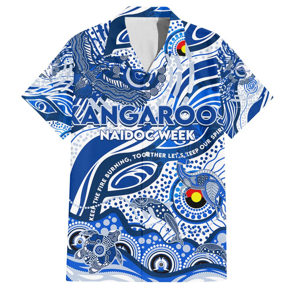 Custom NAIDOC Week 2024 Kangaroos Family Matching Off Shoulder Short Dress and Hawaiian Shirt Aboriginal Animals Keep The Fire Burning