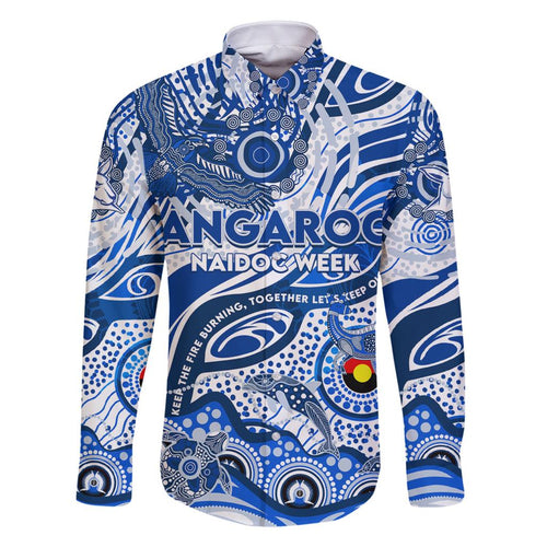 Custom NAIDOC Week 2024 Kangaroos Family Matching Off Shoulder Short Dress and Hawaiian Shirt Aboriginal Animals Keep The Fire Burning