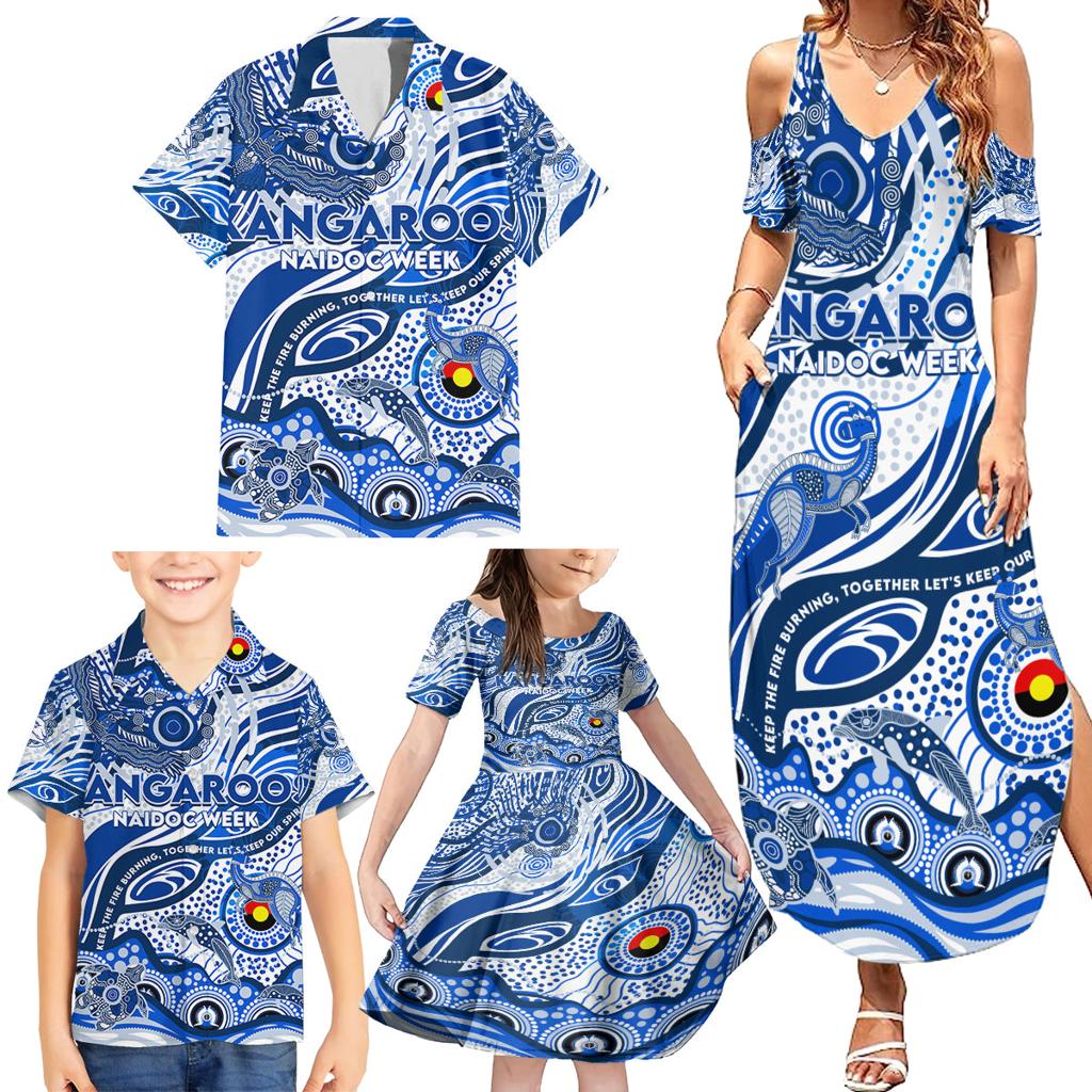 Custom NAIDOC Week 2024 Kangaroos Family Matching Summer Maxi Dress and Hawaiian Shirt Aboriginal Animals Keep The Fire Burning