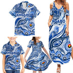 Custom NAIDOC Week 2024 Kangaroos Family Matching Summer Maxi Dress and Hawaiian Shirt Aboriginal Animals Keep The Fire Burning