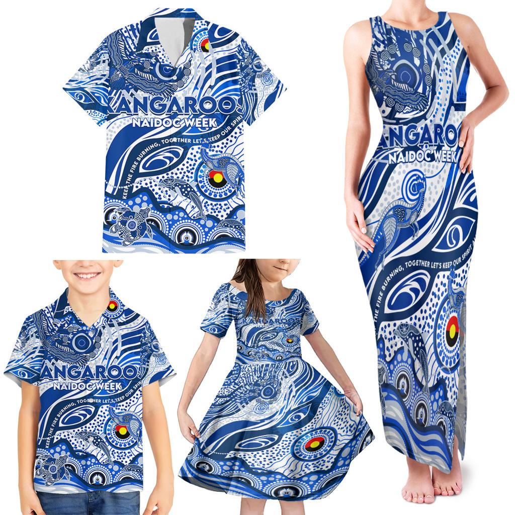 Custom NAIDOC Week 2024 Kangaroos Family Matching Tank Maxi Dress and Hawaiian Shirt Aboriginal Animals Keep The Fire Burning