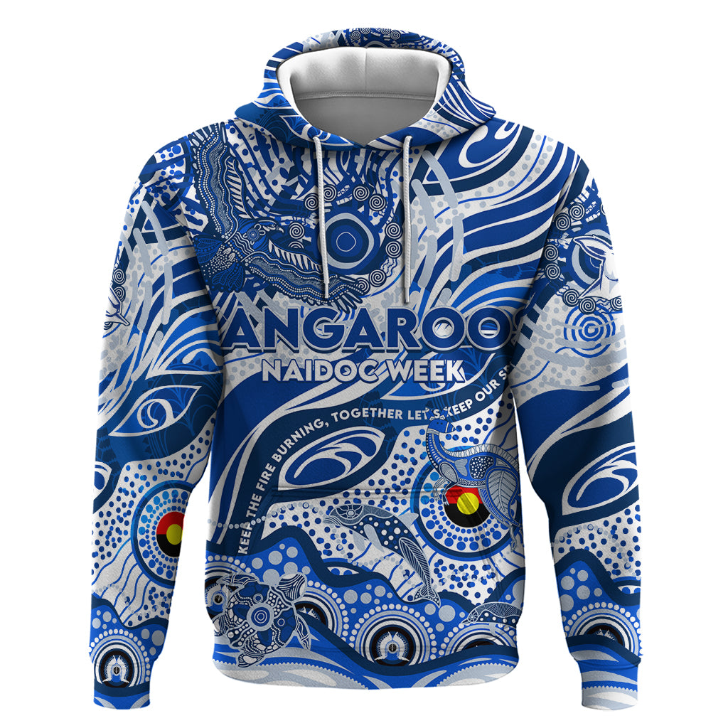 Custom NAIDOC Week 2024 Kangaroos Hoodie Aboriginal Animals Keep The Fire Burning