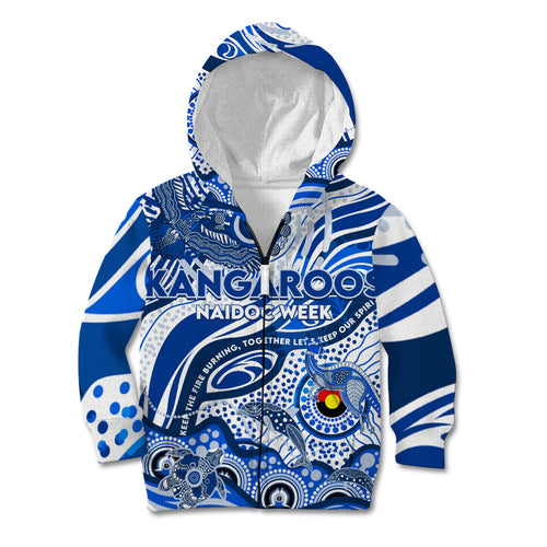 Custom NAIDOC Week 2024 Kangaroos Kid Hoodie Aboriginal Animals Keep The Fire Burning