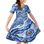 Custom NAIDOC Week 2024 Kangaroos Kid Short Sleeve Dress Aboriginal Animals Keep The Fire Burning