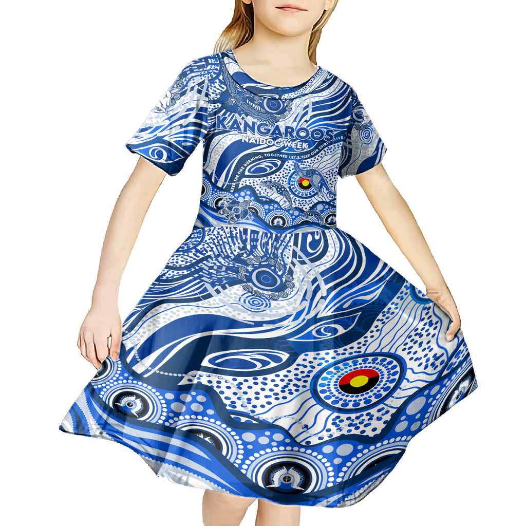 Custom NAIDOC Week 2024 Kangaroos Kid Short Sleeve Dress Aboriginal Animals Keep The Fire Burning