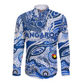 Custom NAIDOC Week 2024 Kangaroos Long Sleeve Button Shirt Aboriginal Animals Keep The Fire Burning