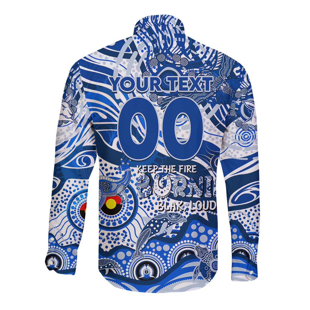 Custom NAIDOC Week 2024 Kangaroos Long Sleeve Button Shirt Aboriginal Animals Keep The Fire Burning