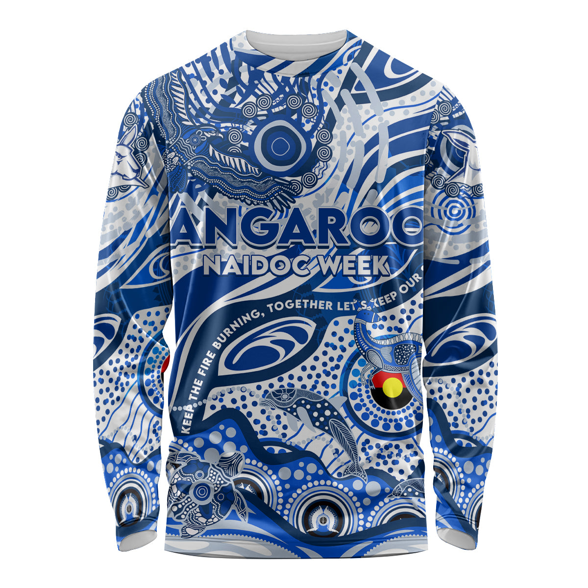 Custom NAIDOC Week 2024 Kangaroos Long Sleeve Shirt Aboriginal Animals Keep The Fire Burning