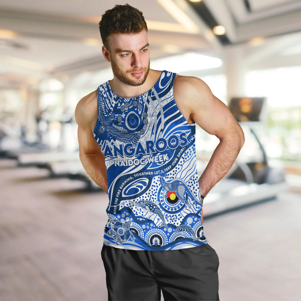 Custom NAIDOC Week 2024 Kangaroos Men Tank Top Aboriginal Animals Keep The Fire Burning