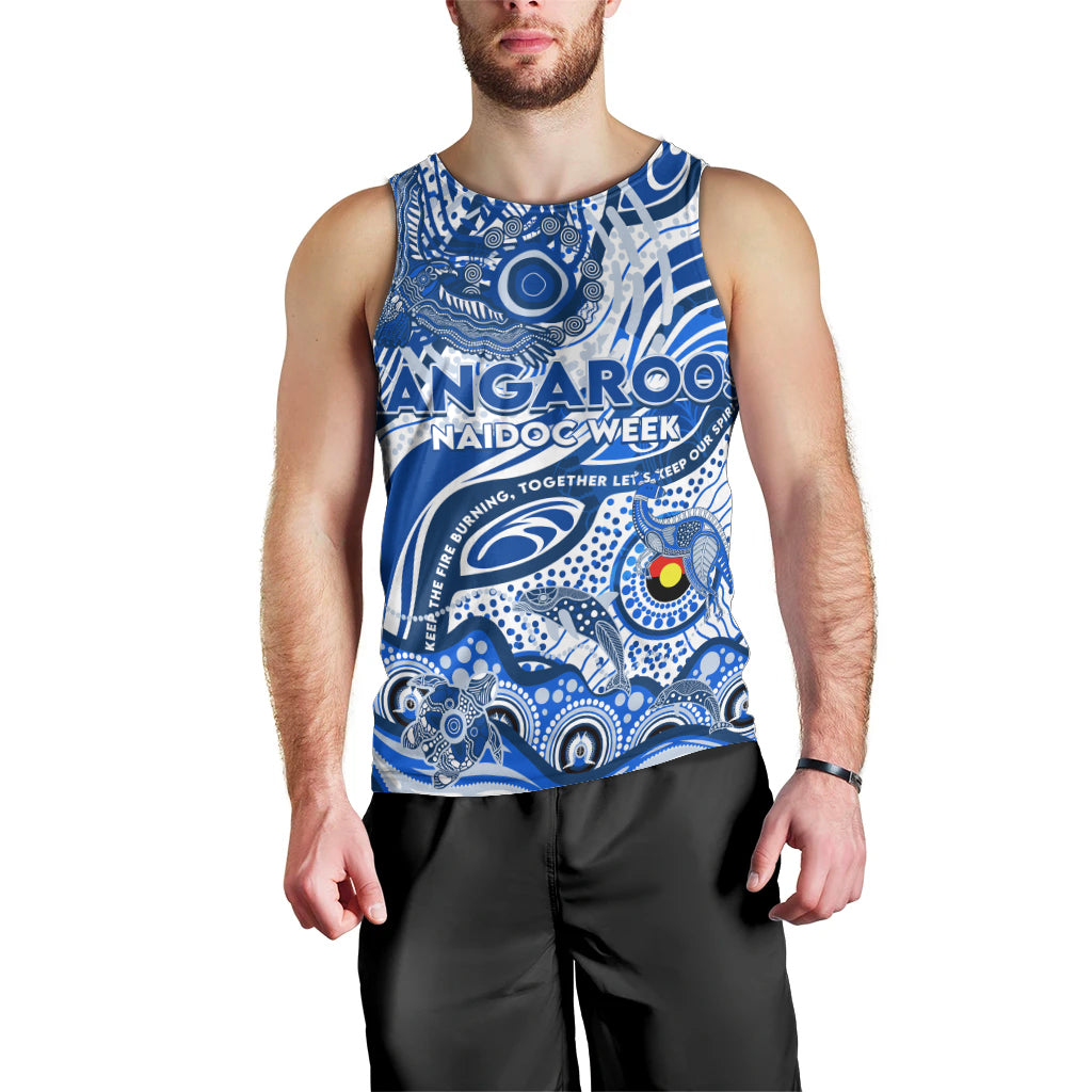 Custom NAIDOC Week 2024 Kangaroos Men Tank Top Aboriginal Animals Keep The Fire Burning