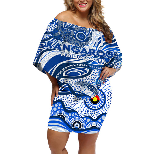 Custom NAIDOC Week 2024 Kangaroos Off Shoulder Short Dress Aboriginal Animals Keep The Fire Burning